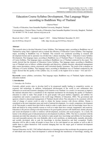 Education Course Syllabus Development, Thai Language Major According To .