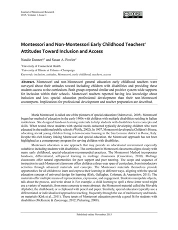 Montessori And Non-Montessori Early Childhood Teachers' - Ed
