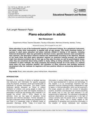 Piano Education In Adults - ERIC