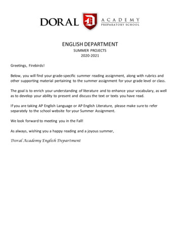ENGLISH DEPARTMENT - Doral Academy Preparatory School
