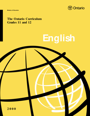 Ontario Curriculum, Grades 11 And 12 English - Ministry Of Education