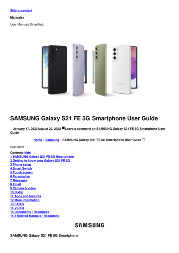 SAMSUNG Galaxy S21 FE 5G Smartphone User Guide - Manuals 