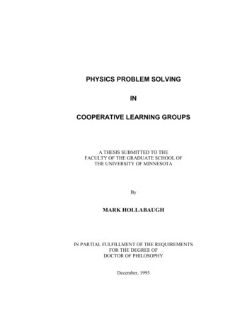 PHYSICS PROBLEM SOLVING - College Of Science And Engineering