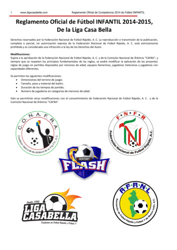 Reglamento Oficial De Fútbol INFANTIL 2014-2015, De La Liga Casa Bella