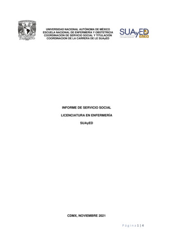 INFORME DE SERVICIO SOCIAL LICENCIATURA EN ENFERMERÍA SUAyED - UNAM