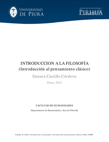 INTRODUCCION A LA FILOSOFÍA (Introducción Al Pensamiento Clásico) - UDEP