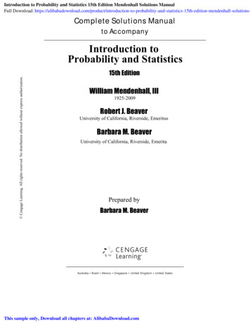 Introduction To Probability And Statistics - Solutions Manual