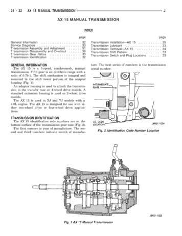 21 - 32 Ax 15 Manual Transmission J Ax 15 Manual Transmission