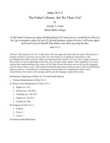 John 14:1-3 The Father's House: Are We There Yet? - SBC&GS