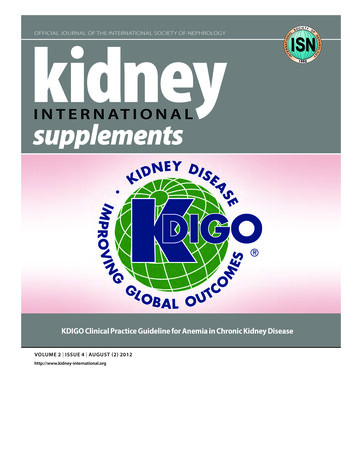 KDIGO Clinical Practice Guideline For Anemia In Chronic Kidney Disease