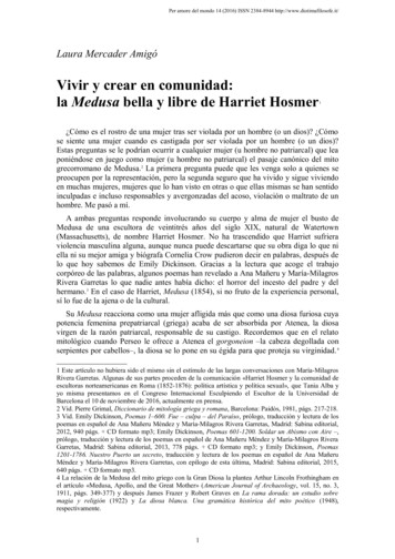 Vivir Y Crear En Comunidad: La Medusa Bella Y Libre De Harriet Hosmer