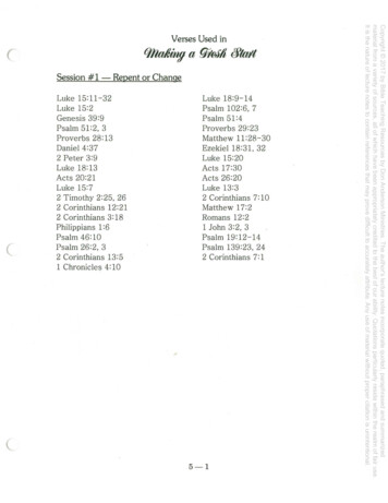 Verses Used In Session 1 - Repent Or Change