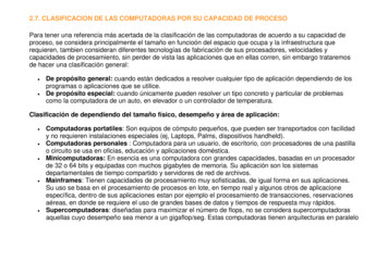 2.7. CLASIFICACION DE LAS COMPUTADORAS POR SU CAPACIDAD DE PROCESO - Ecotec