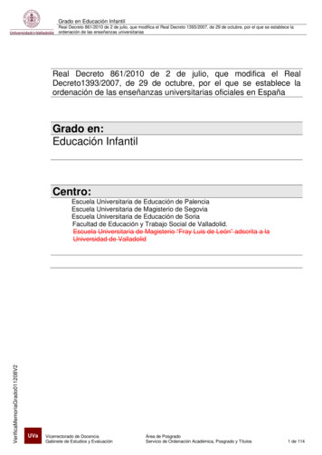 Grado En: Educación Infantil - Facultad De Educación De Soria