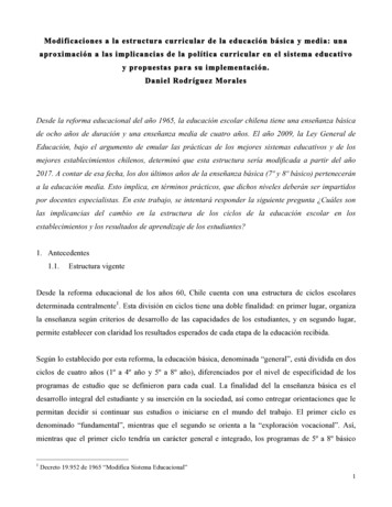 Modificaciones A La Estructura Curricular De La Educación Básica Y .