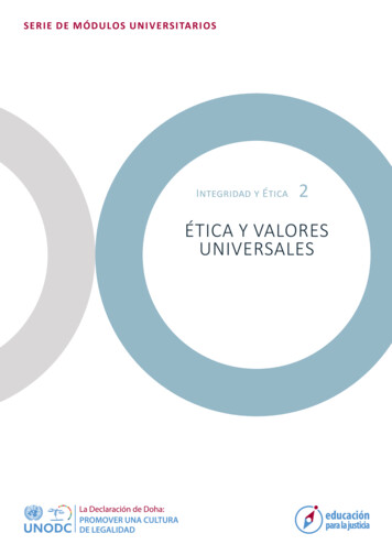 ÉTICA Y VALORES UNIVERSALES - United Nations Office On Drugs And Crime