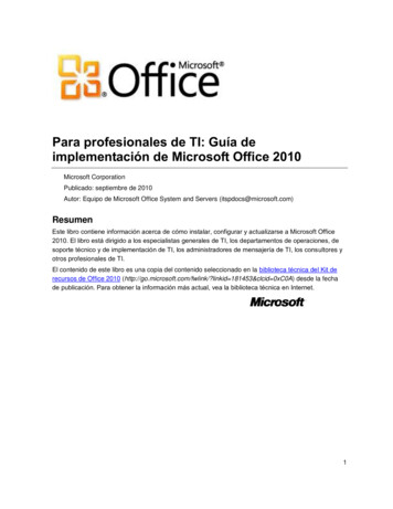 Para Profesionales De TI: Guía De Implementación De Microsoft Office 2010