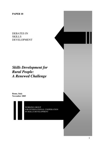 Skills Development For Rural People: A Renewed Challenge