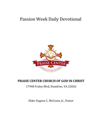 Passion Week Daily Devotional - Praise Center Church Of God In Christ