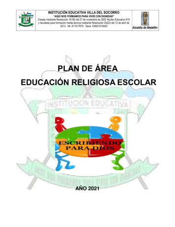 Plan De Área Educación Religiosa Escolar - Villa Del Socorro