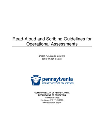 Read-aloud And Scribing Guidelines For Operational Assessments