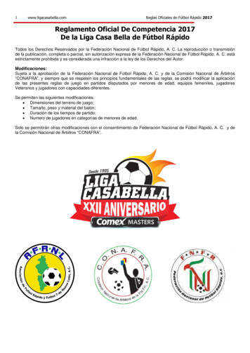 Reglamento Oficial De Competencia 2017 De La Liga Casa Bella De Fútbol .