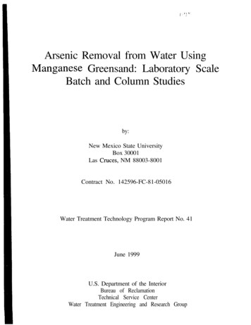 Arsenic Removal From Water Using Manganese Greensand - Usbr.gov