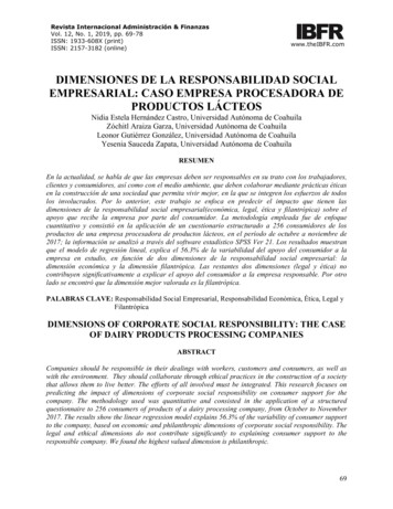 Dimensiones De La Responsabilidad Social Empresarial: Caso Empresa .