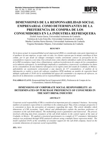 Dimensiones De La Responsabilidad Social Empresarial Como Determinantes .