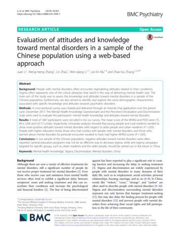Evaluation Of Attitudes And Knowledge Toward Mental Disorders In A .