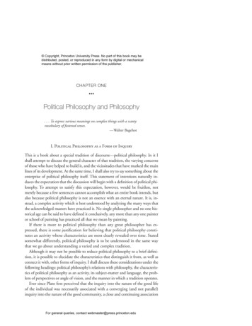 Political Philosophy And Philosophy - Princeton University