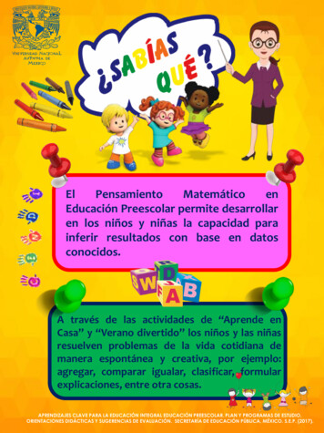 El Pensamiento Matemático En Educación Preescolar Permite . - UNAM