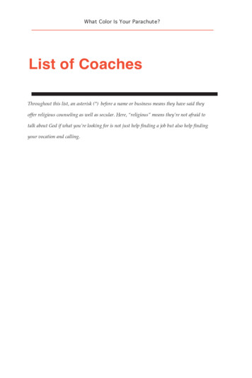 List Of Coaches - What Color Is Your Parachute?