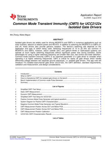 Common Mode Transient Immunity (CMTI) For UCC2122x Isolated . - Analog
