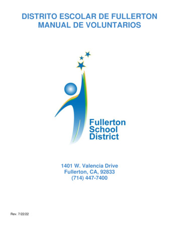 Distrito Escolar De Fullerton Manual De Voluntarios