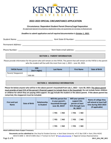 2022-2023 SPECIAL CIRCUMSTANCE APPLICATION - Kent State University