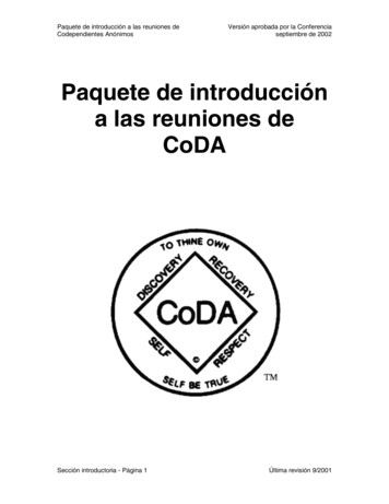 Paquete De Introducción A Las Reuniones De CoDA - Co-Dependents Anonymous