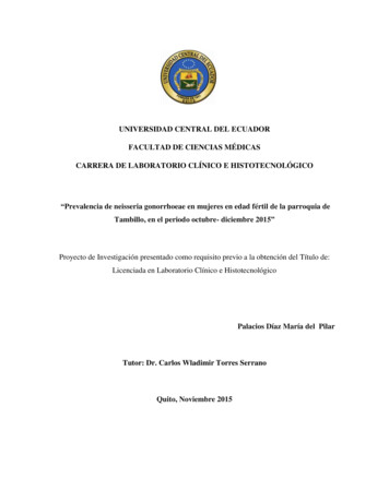 Universidad Central Del Ecuador Facultad De Ciencias Médicas Carrera De .