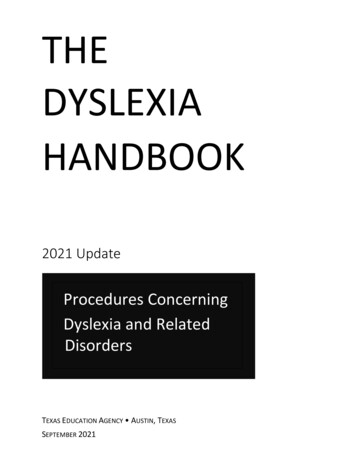 2021 Dyslexia Handbook - Texas Education Agency