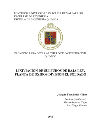 Lixiviacion De Sulfuros De Baja Ley, Planta De Oxidos Division . - Pucv