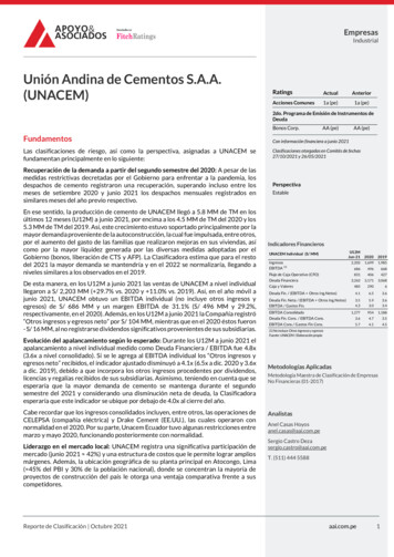 UNACEM Individual (S/ MM) U12M Unión Andina De Cementos S.A.A. Jun-21 .