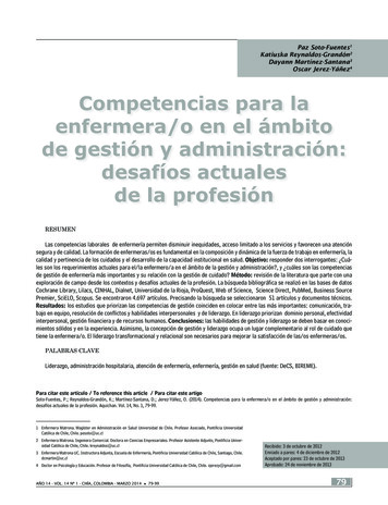 Competencias Para La Enfermera/o En El ámbito De Gestión Y .