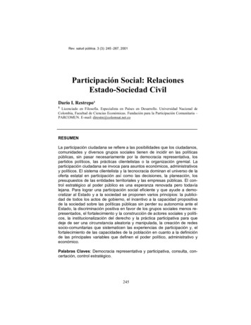 Participación Social: Relaciones Estado-Sociedad Civil - SciELO