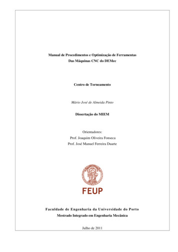 Manual De Procedimentos E Optimização De Ferramentas Das Máquinas CNC .