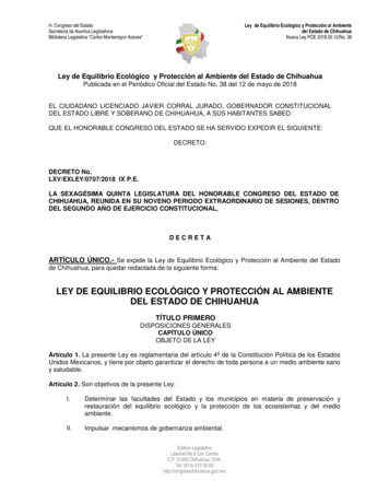 Ley De Equilibrio Ecológico Y Protección Al Ambiente Del Estado De .
