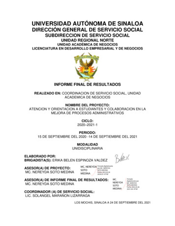 INFORME FINAL DE RESULTADOS - Dirección General De Servicio Social