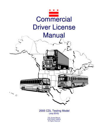 Model Commercial Commercial Driver License Driver License Manual
