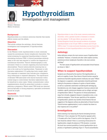 Hypothyroidism - Investigation And Management
