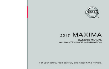 2017 Nissan Maxima Owner's Manual And Maintenance Information .