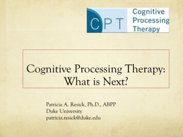 Cognitive Processing Therapy: What Is Next?
